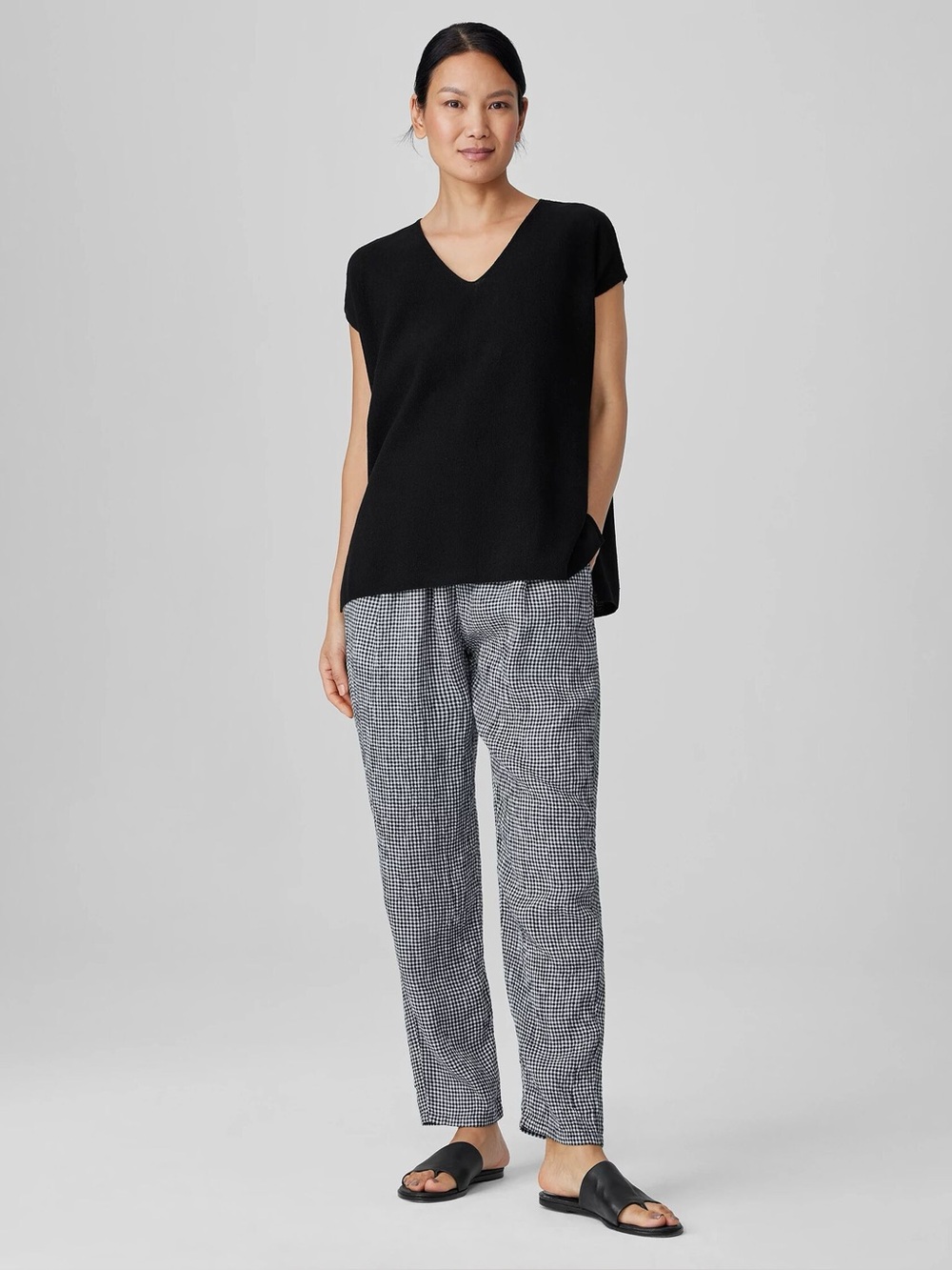 Puckered Organic Linen Tapered Pant - Eileen Fisher